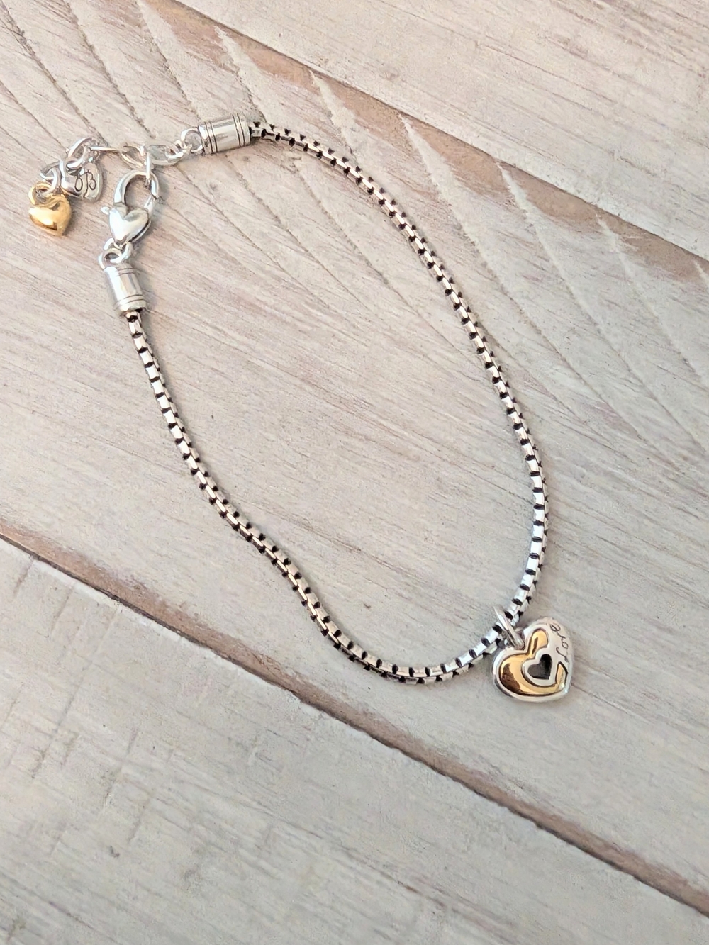 Brighton two-tone heart charm bracelet